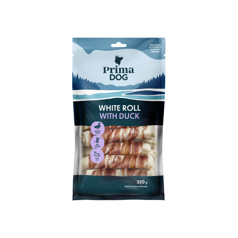 Prima Dog koera maius närimisrullid pardilihaga 13cm 15tk 550g