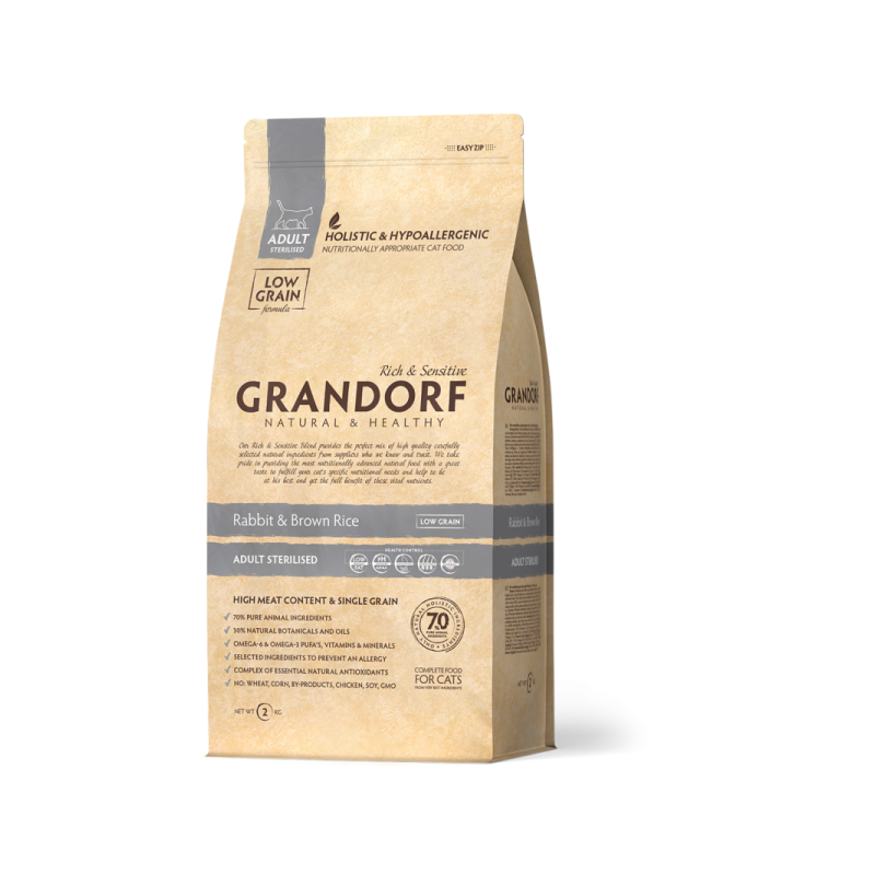 Grandorf Cat Jänes ja Pruun Riis Steriliseeritud Kassidele 2kg