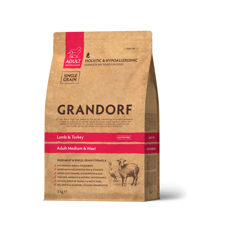 Grandorf Dog- Lammas & Kalkun Adult Medium & Maxi 10kg