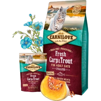 CL FRESH steriliseeritud kassi kuivtoit karpkala&forelliga 2kg