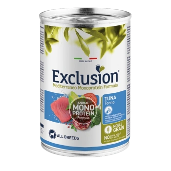 Koera konserv EXCLUSION MEDITERRANEO 400g, tuunikalaga