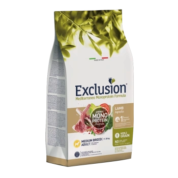 Koera kuivtoit EXCLUSION MEDITERRANEO Medium Breed 12kg, lambalihaga