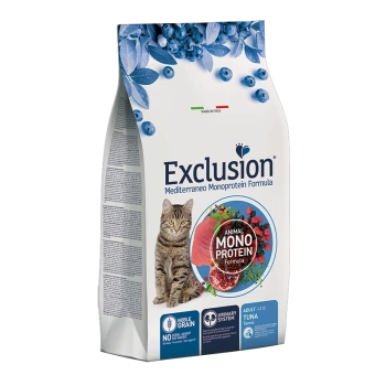 Kassi kuivtoit EXCLUSION MEDITERRANEO täiskasvanud kassile 1,5 kg, tuunikalaga