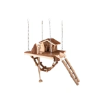 Näriliste mänguasi Milly rippuv sild koos majaga, puidust 21,5 × 21,5 × 24,5 cm