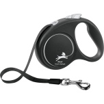 Koera Jalutusrihm FLEXI Black Design lint must/hõbedane S 5m 15kg