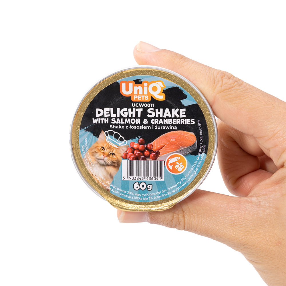 Uniq Pets Delight Shake märgtoit kassile lõhe ja jõhvikatega 60g