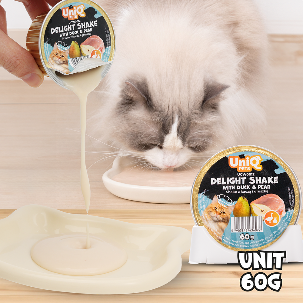 Uniq Pets Delight Shake märgtoit kassile pardi ja pirniga 60g