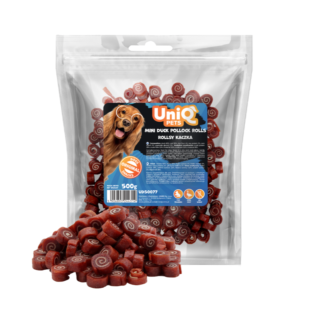 Uniq Pets Sniffy koeramaius mini pardi- ja pollocki rullid 500g